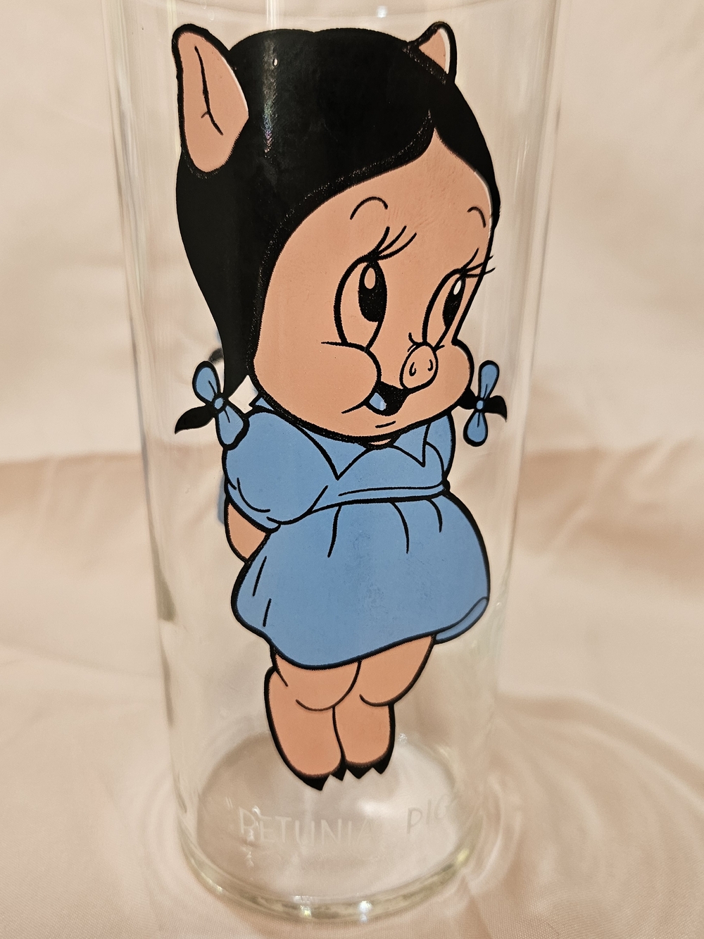 Pepsi Clear Glass Collector Series Petunia Pig with Blue Accents